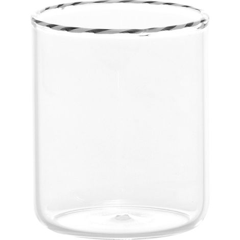 Set 6 Bicchieri Tumbler Intrecci in Vetro Borosilicato Soffiato a Mano, Elegante Design Bianco e Nero per Bevande, Cocktail e Dessert, 6 Pezzi