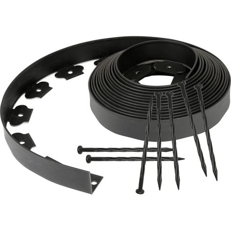 Bordure de pelouse Flexible en Plastique avec 30 piquets d'ancrage pour l'ancrage - Longueur : 10 m - Hauteur : 5 cm - Flexible - Bordure de Parterre Ronde (1/5)