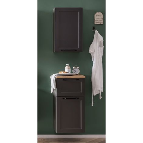 Badezimmerset 2 tlg. in dunkelgrau MARLING-03 Hängeschrank & Unterschrank, B/H/T ca. 40/150/35 cm (1/5)