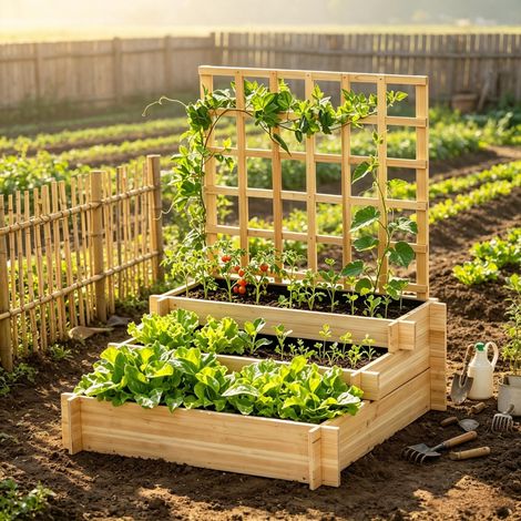 Jardinière à parois grillagées, potager surélevé polyvalent, potager stable, jardinière esthétique (1/5)