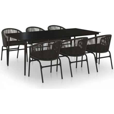 Conjunto de comedor de jardín de 7 piezas para exterior color negro 020014024 (1/5)