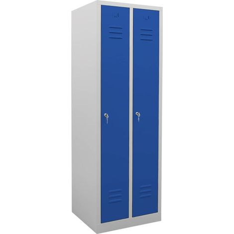 STIER Armoire vestiaire 2 compartiments 1800×590×500 mm bleu gentiane (1/4)