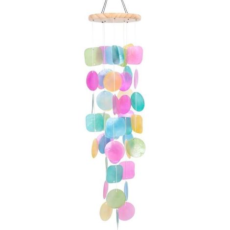 Carillon éolien en coquillage Capiz pour l'extérieur - Décoration côtière artisanale pour intérieur/extérieur, jardin, cour, bord,b (1/5)