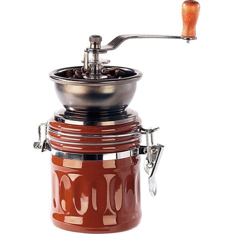 Moulin à café manuel - Mécanisme de broyage en céramique - Pour café filtre et expresso - 1 pièce - Brun nostalgique (1/5)
