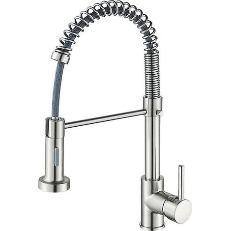 robinet Argent De Cuisine Extensible Ressort Mitigeur Monocommande Evier Froide Et Chaud Disponible 2 Modes De Pulvrisation (1/5)