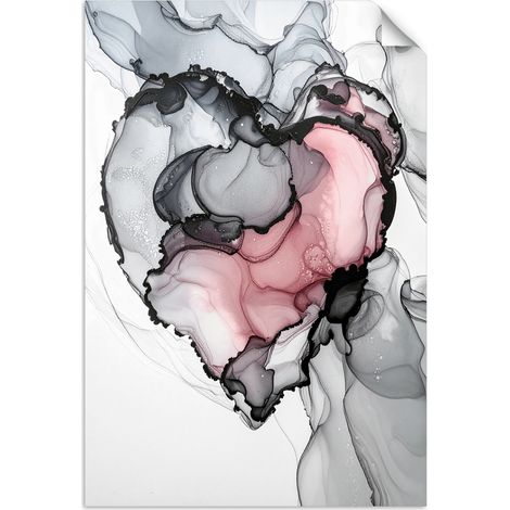 Selbstklebendes Poster – Wandsticker Abstraktion mit rotem Herzen 60x90 cm (1/3)