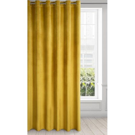 Rideau en Velours avec Oeillets - 1 Panneau, Traitement de Fenêtre Occultant, Rideaux pour Chambre, Cuisine, Salon, Doux, 215x270 cm, Jaune (1/5)