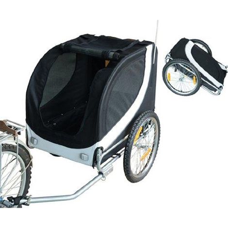 RIMORCHIO PER ANIMALI DOMESTICI PIEGHEVOLE DA BICICLETTA. BIANCO E NERO. 130X90X110CM (1/5)