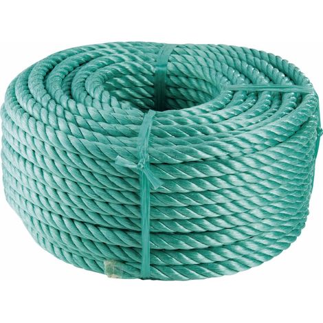 Corderies Tournonaises – Corde en polyester verte 40m – Ø10mm – Résistance 1350kg – Pour chantiers humides et espaces confinés