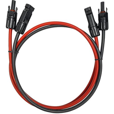 Cable de conexión profesional (6 mm²/4 mm²), cables rojo y negro, cable solar con conector solar montado en ambos extremos (4 mm²-5 m) (1/5)