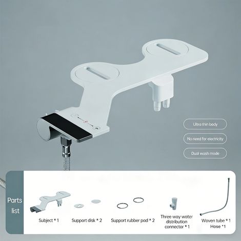 (Bidet uniquement - G7/8) Accessoire bidet ultra-mince pour siège de toilette, bidet à double buse, pression d'eau réglable, douchette non électrique (1/5)
