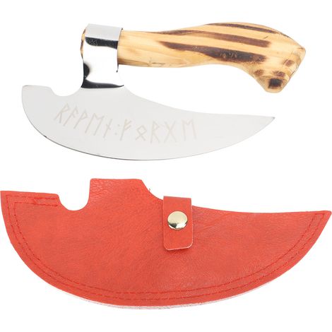 Hache à Pizza Viking avec Manche en Bois et Fourreau - Tête en Acier Inoxydable - Couteau à Pizza Viking (1/5)
