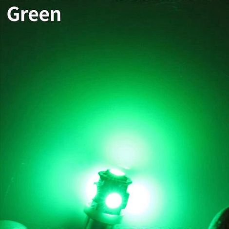Lot de 10 ampoules LED BA9S 5050 5SMD pour éclairage intérieur de voiture (plafonnier, liseuse de cartes, feux de position latéraux, ampoules de stationnement à culot W12V/24V, vert).-AquaForge (1/4)