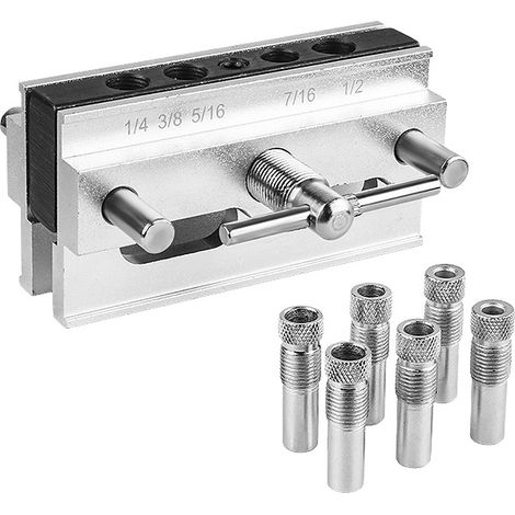 Kit de gabarit de forage à centrage automatique argenté, outils de joints de travail du bois pour les projets de menuiserie de bricolage (1/2)