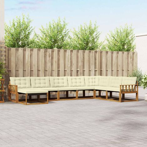 vidaXL Outdoor-Sofagarnitur mit Kissen 8 pcs Natur und Creme (1/5)