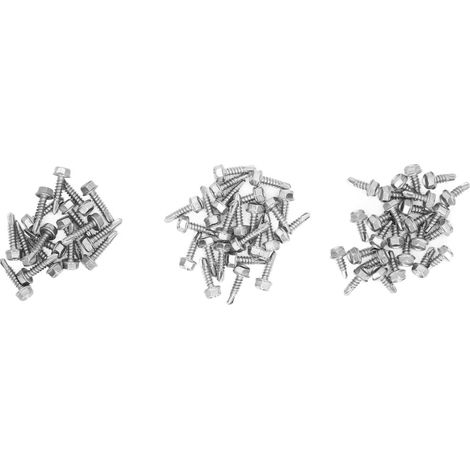 Lot de 150 vis autotaraudeuses en acier inoxydable 304, tête fraisée à rondelle hexagonale, assortiment de vis à bois (1/5)