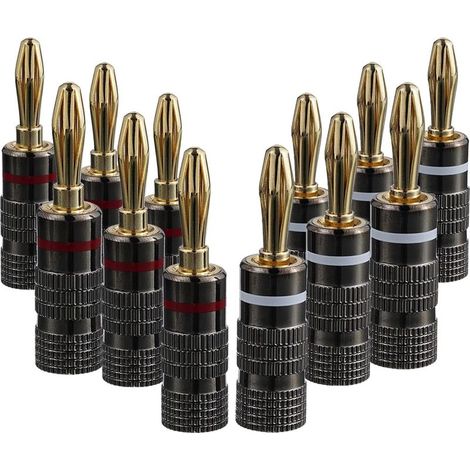Paare/12 Stück 4-mm-Bananenstecker, 24 Karat vergoldete Lautsprecheranschlüsse für Lautsprecherkabel, Heimkino, Audio-/Video-Receiver und Verstärker (Laternenform) (1/5)
