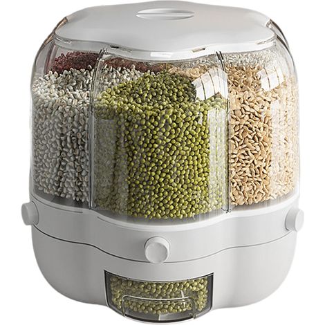 Boîte de Rangement Alimentaire 6.5L avec 6 Cases Rotatives - Récipient Hermétique pour Céréales, Riz et Grains - Grande Capacité pour Cuisine (1/5)