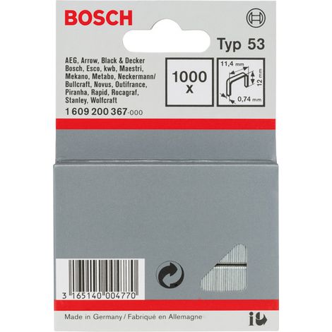 Bosch Accessories 1609200367 Tackerklammern Typ 53 Produktabmessung, Länge 12 mm 1000 St.