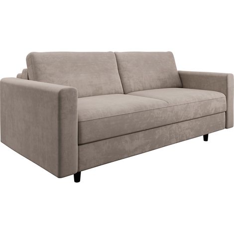 Canapé convertible express 3 places en velours beige taupe (1/5)