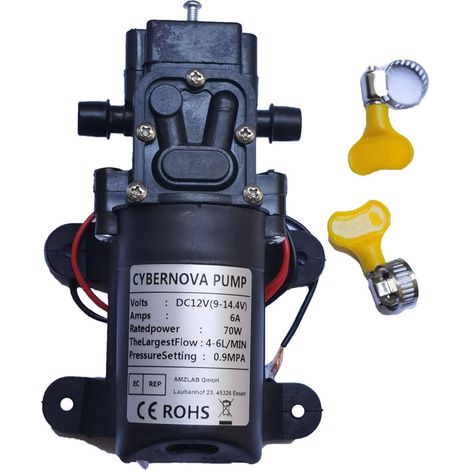 DC12V 4-6L / min 131 PSI Pompe à membrane Pompe à eau auto-amorçante pour camping/bateau/camping-car/jardin/véhicule/camping-car nettoyage/irrigation (1/2)