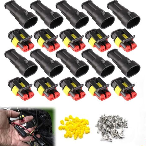 2-poliger wasserdichter Stecker, elektrischer Stecker fürs Auto, wasserdichter elektrischer Stecker fürs Auto, wasserdichter Stecker fürs Auto, wasserdichtes Steckerset, für Auto, LKW, Motorrad, 10 St (1/5)