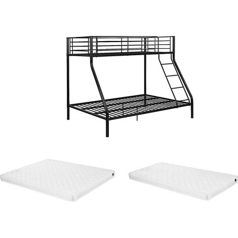 Letto a castello 90 e 140 x 190 cm Acciaio Nero + Materasso - ELEVATIO IV