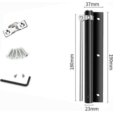 Ferme-porte réglable en acier inoxydable avec ressort automatique et fonction de fermeture amortie (noir) (1/5)
