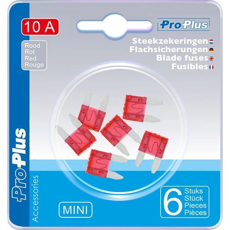 Fusibles a lame mini 10a rouge 6 pieces sous blister (1/4)