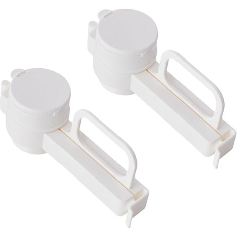 Due clip per sacchetti con beccuccio versatore, clip di chiusura con beccuccio versatore, adatte per confezionamento di caramelle e snack. (1/3)