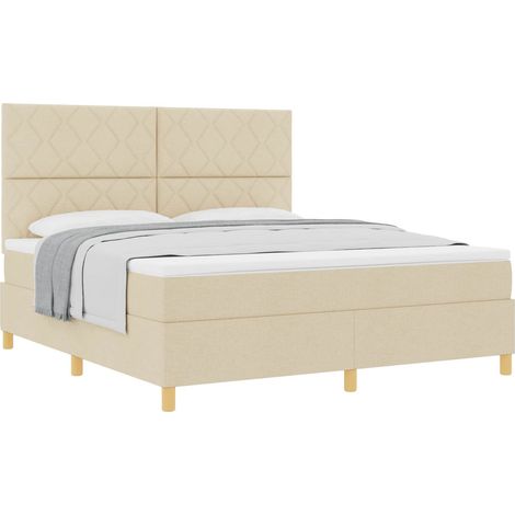 Box Spring Bed with Headboard Cream 180 x 200 cm Fabric vidaXL (1/5)