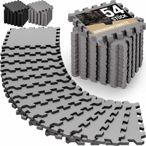 MONZANA® Bodenschutzmatten Fitness & Pool mit Randstücken 30 x 30 cm 1,5 & 3 & 4,6 qm Rutschfest EVA-Schaumstoff Puzzlematte Trainingsmatten Fitnessgeräte 54 Stück