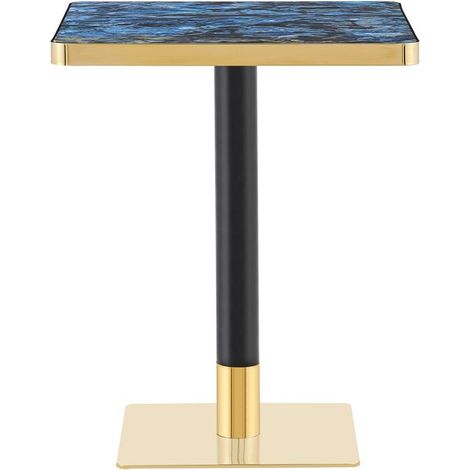 Table carrée design moderne, plateau marbre effet UV, piètement métal robuste, salle à manger, 4 personnes (1/5)