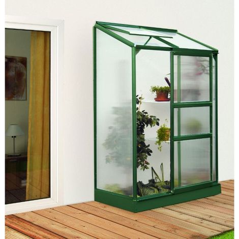 Serre adossée Vitavia Ida 900-3300 Vert Revêtu par poudre, 4 mm Épaisseur de paroi 132 x 255 cm