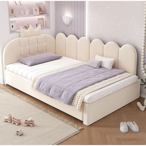 Letto letto singolo estraibile salvaspazio beige OKMYHOME