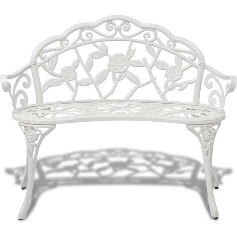 Maison Exclusive - Gartenbank 100 cm Aluminiumguss Weiß (1/4)