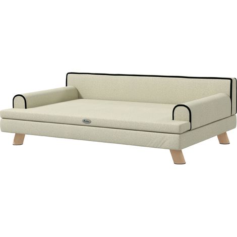 Canapé chien chat design scandinave coussin moelleux amovible beige 100 x 62 x 32 cm (1/5)