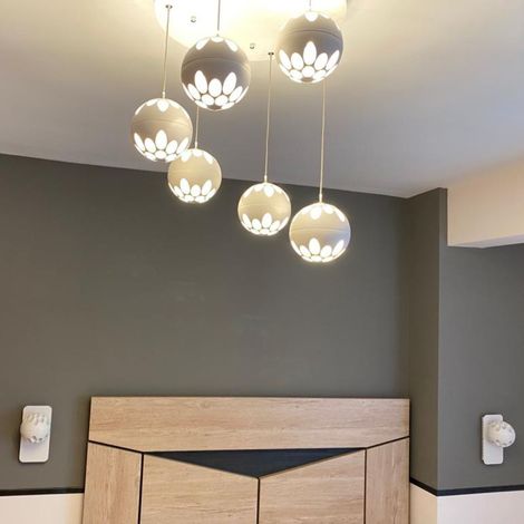 Suspension Led 6 Boules Blanches 6x7w 2700k