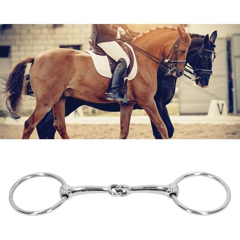 Mors de bride en acier inoxydable à anneaux libres pour cheval, mors anti-morsure pour bouche de 125 mm (1/5)