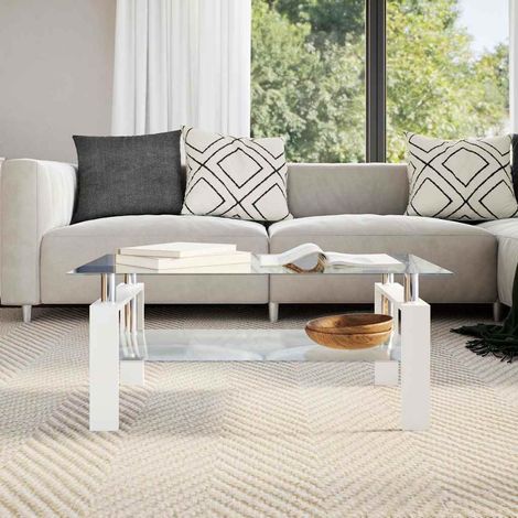 Couchtisch Weiß Transparent 95x55x40 cm Hartglas (1/5)
