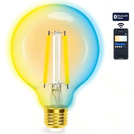 Aigostar Ampoule Filament Vintage G95 E27 6W CCT Ajustable Verre Dégradé Style Rétro Intérieur