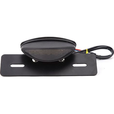 Feu arrière moto universel rétro à LED, indicateur lumineux de plaque d'immatriculation et frein, finition noire, fixation compatible, pièces incluses (1/4)