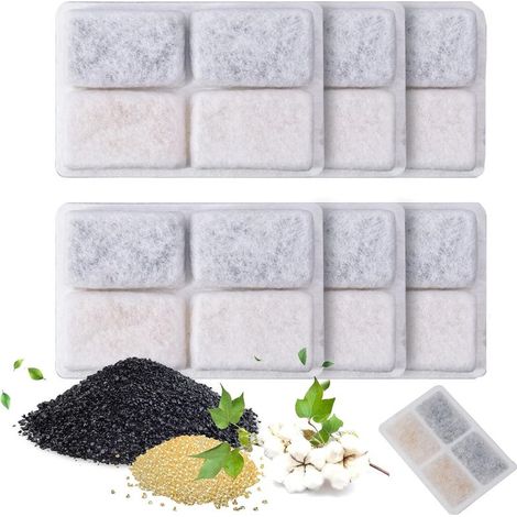 Juego de 6 filtros cuadrados para fuente de agua para gatos con filtro de carbón, filtro de repuesto para fuente de agua, para gatos y perros, fuente de agua automática, dispensador de agua (1/5)