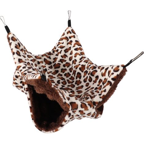Hamac Double couche pour animaux de compagnie, sac à miel pour Hamster, furet tamia volant, hamac de couchage suspendu chaud d'hiver, 30x30cm, taches brunes (1/5)