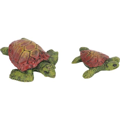 Deux adorables statuettes de tortues en résine avec un revêtement résistant aux UV, parfaites pour la décoration du jardin et de la terrasse. (1/5)