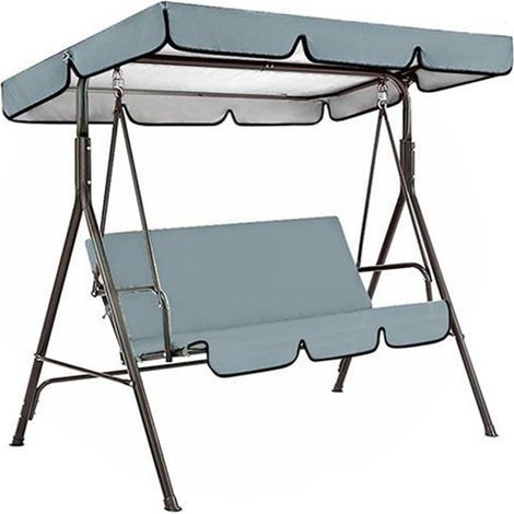 Ensemble de remplacement pour balançoire sur 3 pieds avec auvent en tissu Oxford imperméable et housses de siège pour chaises de jardin offrant une protection fiable contre les intempéries (Gris) (1/5)