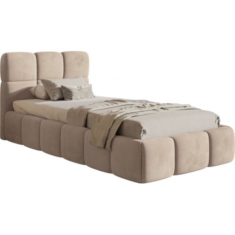 Selsey Cloudy – Polsterbett 90x200 cm, Samt Beige