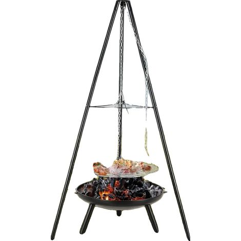 Bassin de feu pivotant, Bassin de feu Ø60 cm, Grille de barbecue Ø52 cm, Hauteur du trépied 152 cm, Longueur de la chaîne 200 cm, 3 pieds (1/5)
