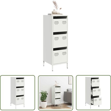 vidaXL Buffet haut blanc 39x35x103,5 cm acier (1/5)