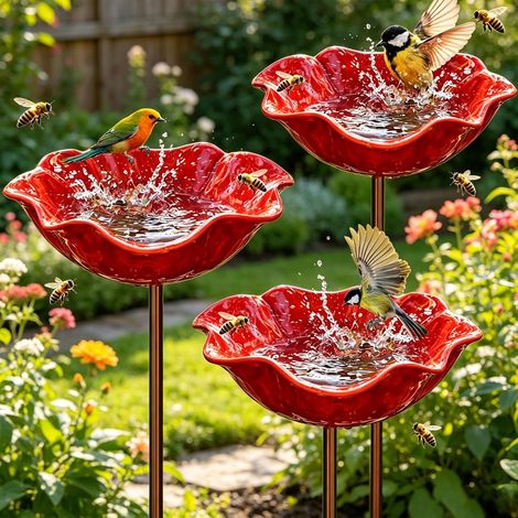 Bain D’Oiseaux,3 Pièces Abreuvoir Oiseaux,Bain pour Oiseaux,Mangeoire Oiseaux,Bassin pour Oiseaux,Deco Jardin Exterieur,pour Insectes et Papillons,Décoration Jardin Terrasse (1/5)